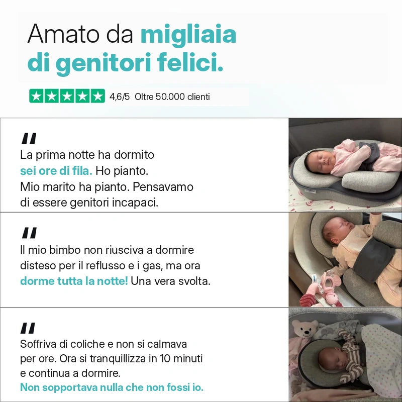 DreamCradle™ – Contro il Reflusso, le Coliche e per un Sonno Migliore